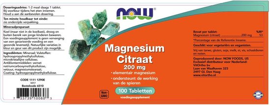 Gevoel ontslaan nicht Mineralen - Magnesium Citrate - 100 Tablets - Now Foods | bol.com