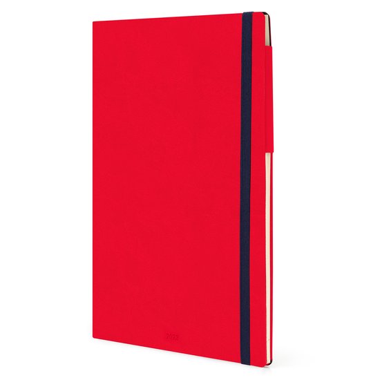 Agenda 2026 Finocam – Semaine Sur 2 Pages Vue Verticale – Couverture Souple Rouge – élastique Et Signet – Multilingue, Jours Fériés Internationaux
