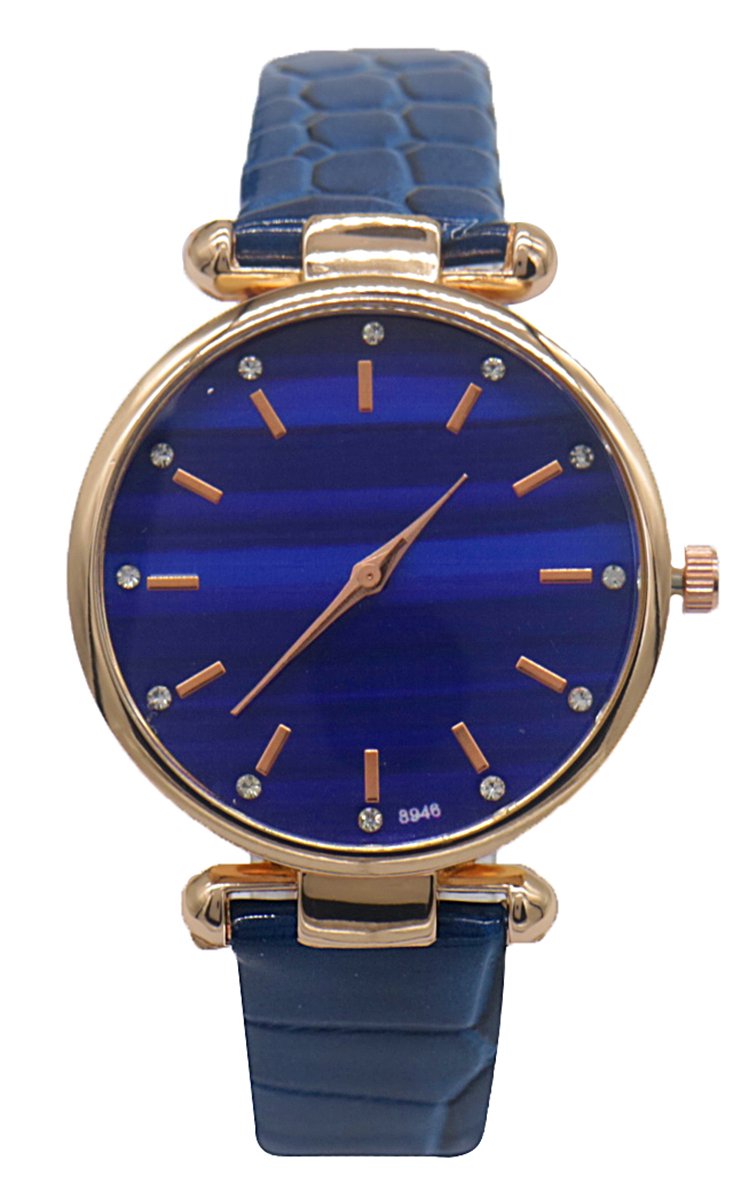 Dielay - Horloge - Kast 35 mm - Band Kunstleer Croco - Blauw