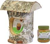 Nichoir / mangeoire / maison à beurre de cacahuète bois de bouleau 27 cm y compris oiseau beurre de cacahuète - Mangeoire à oiseaux