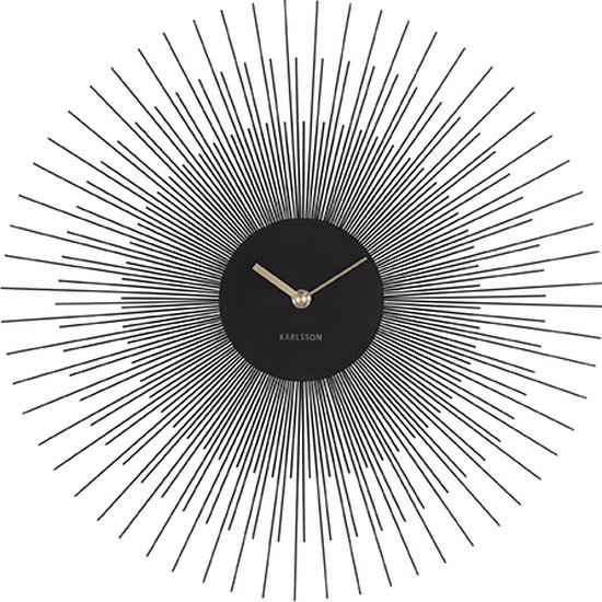 Karlsson Clock Horloge murale Peony Small noir - diamètre 45 cm