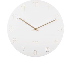 foto van Wandklok Charm - Gegraveerde cijfers - Wit - Ø40cm