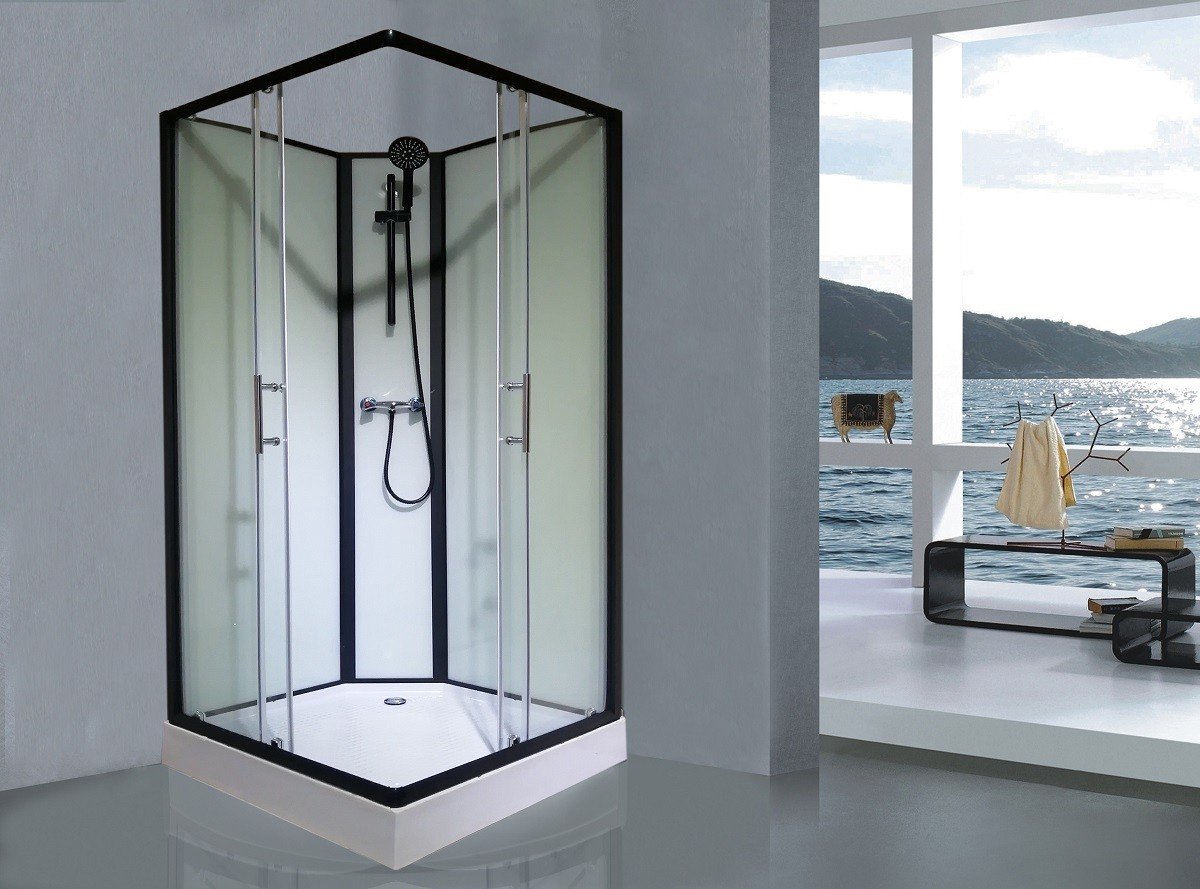 Sanifun complete douchecabine Fulvio Nero 900 x 900 Kitvrij...