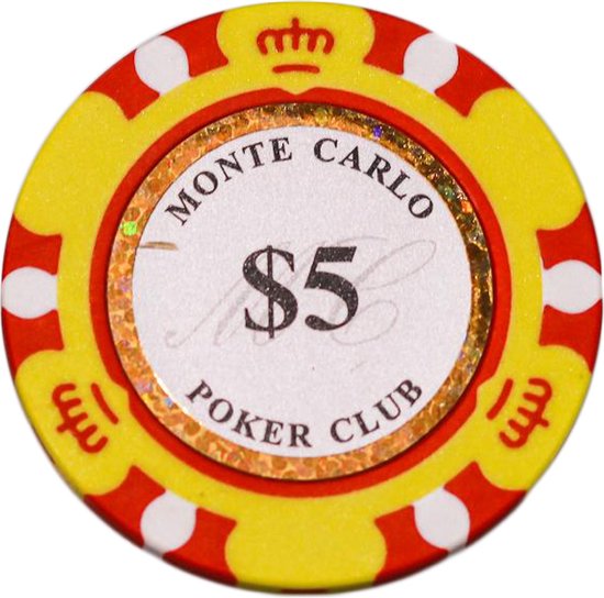 Afbeelding van het spel Poker chips - Poker - Pokerset - Poker chip met waarde 5 - Monte Carlo poker chip - Fiches - Poker fiches - Poker chip - Klei fiches - Cave & Garden