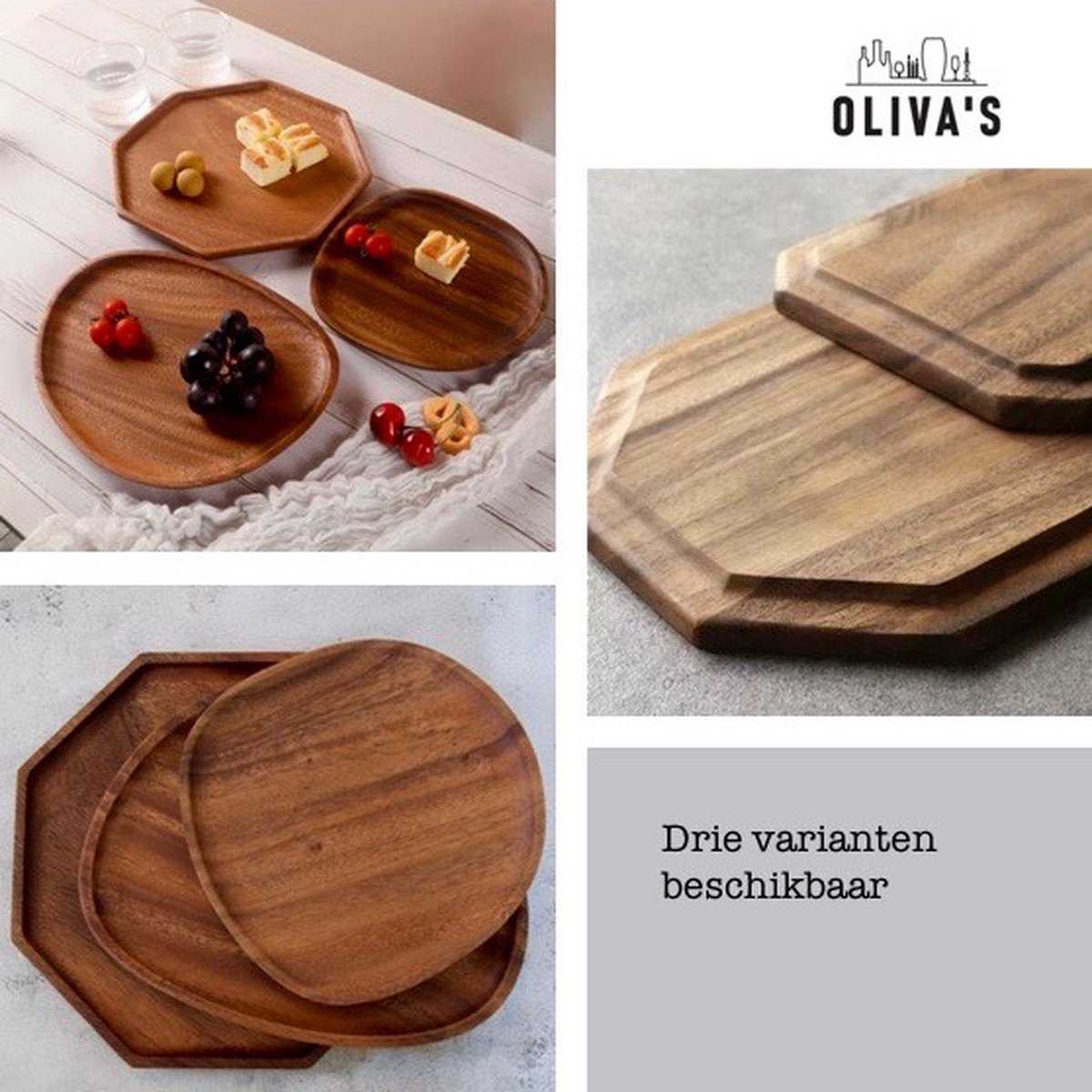 Rond dienblad 25 cm H 2 inch van acaciahout voor het serveren van vleeswaren Rond dienblad 25 cm H 2 inch van acaciahout voor het serveren van vleeswaren