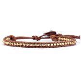 Marama - bracelet June Gold - cuir - perles dorées - réglable