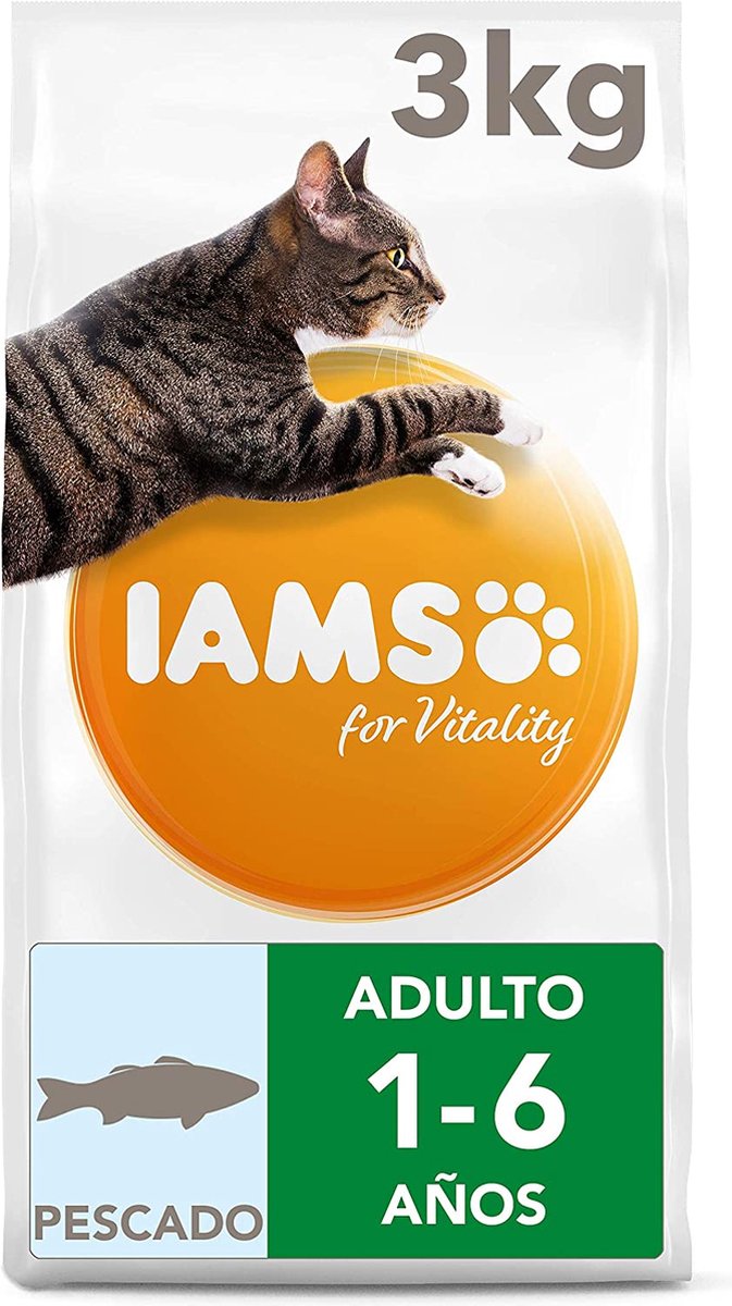 IAMS for Vitality Kattenvoer droog met vis - droogvoer voor katten van 1-6 jaar, 3 kg