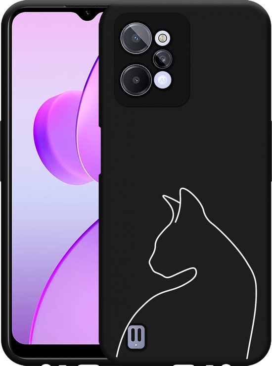 Cover per Realme C31, Custodia Posteriore in Vetro Temperato [Pendenza Colore] Cornice in Silicone TPU Morbido Anti-graffio Antiurto - Blu + Nero