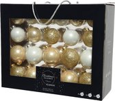 Decoris Kerstballen - 42st - glas - champagne-bruin-wit - 5-6-7 cm