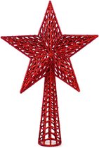Kunststof kerstboom ster piek rood lengte 36 cm - Kerstpieken - Voor bomen groter dan 180 cm