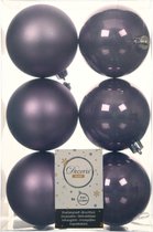 Decoris Kerstballen - 6 stuks - kunststof - lila paars - 8 cm