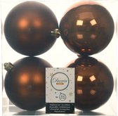 Decoris Kerstballen - 4 stuks - kunststof - kaneel bruin - 10 cm