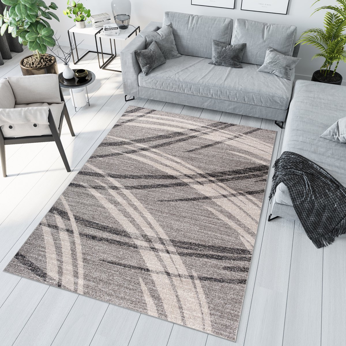 Tapiso Sari Vloerkleed Tapijt Woonkamer Grijs Maat- 220x320 Grijs 7