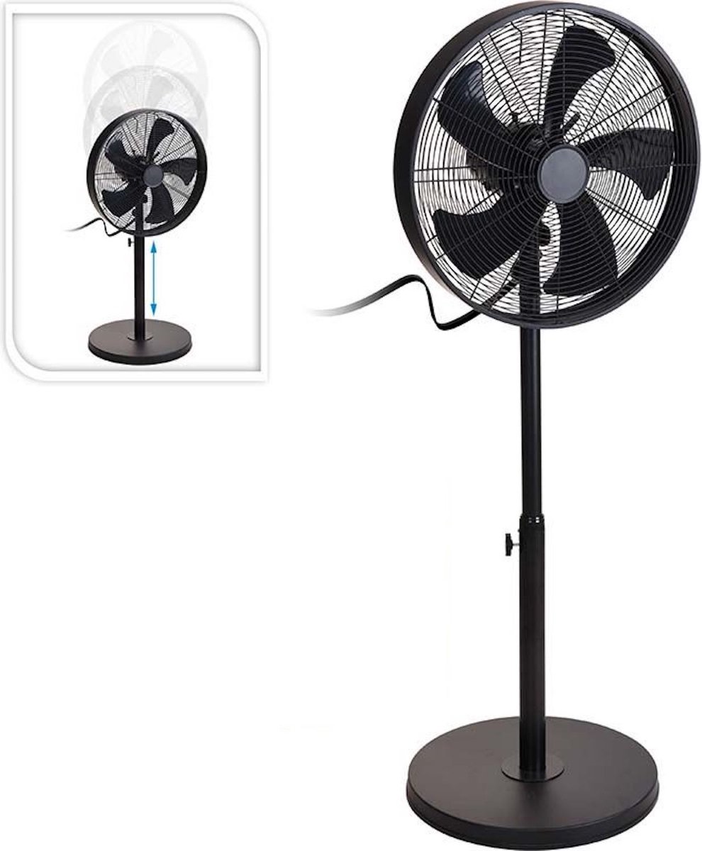 Oneiro’s Luxe Statief ventilator KRACHT max 120 cm - 50W - verstelbaar - zwart - robuust en krachtig - zomer – tuin –– zomer – tuinaccessoires – koelen – ventilatoren – verkoeling – luchtbehandeling – klimaatbeheersing – tafelventilator