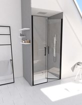 Porte de douche Aurlane à double battant 70x200 cm - avec profilés noirs - verre épaisseur 6mm - FLAPPY BLACK 70