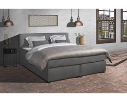 Anno 1588 - Boxspring Amsterdam - Pocketvering - Antraciet Lederlook - 180x200 cm - Inclusief Dekbed en Kussens