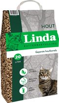 Linda Hout Kattenbakvulling 20 Liter - Kattenbakkorrel - Geperste Gerecyclede Houtkorrel