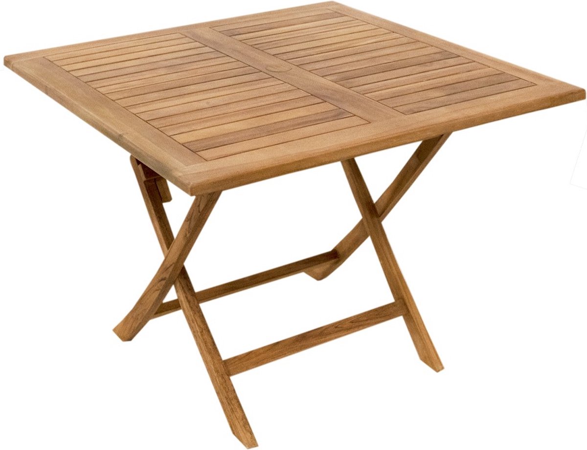 JoJo Living Tuinmeubelen - Tuintafel - Teakhouten tafel - Teakhouten klaptafel Tuban - Teakhouten klaptafel 100 cm - Inklapbaar - Handgemaakt