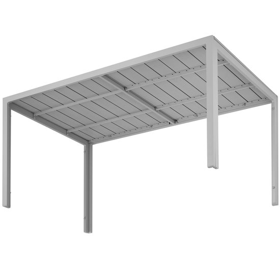 tectake® - Tuintafel 150 x 90 x 74,5 cm - Weerbestendig, eenvoudige montage - Verstelbare pootjes - Aluminium frame met kunststof tafelblad - zilvergrijs