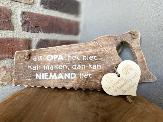 Zaag Als opa het niet maken kan inclusief houten hartje opa / vaderdag / vader / cadeau / verjaardag