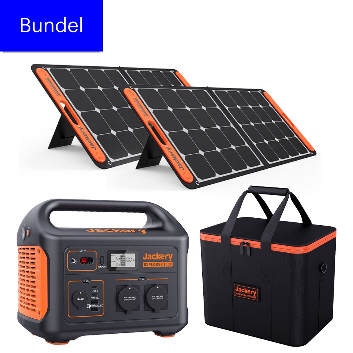 Jackery Explorer 1000 pro + 2x 100W Solar Panel & Carry Case bol