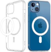 Hoesje geschikt voor iPhone 13 Mini met magnetische ring - Siliconen - Doorzichtige Back Cover - Shockproof - Transparant