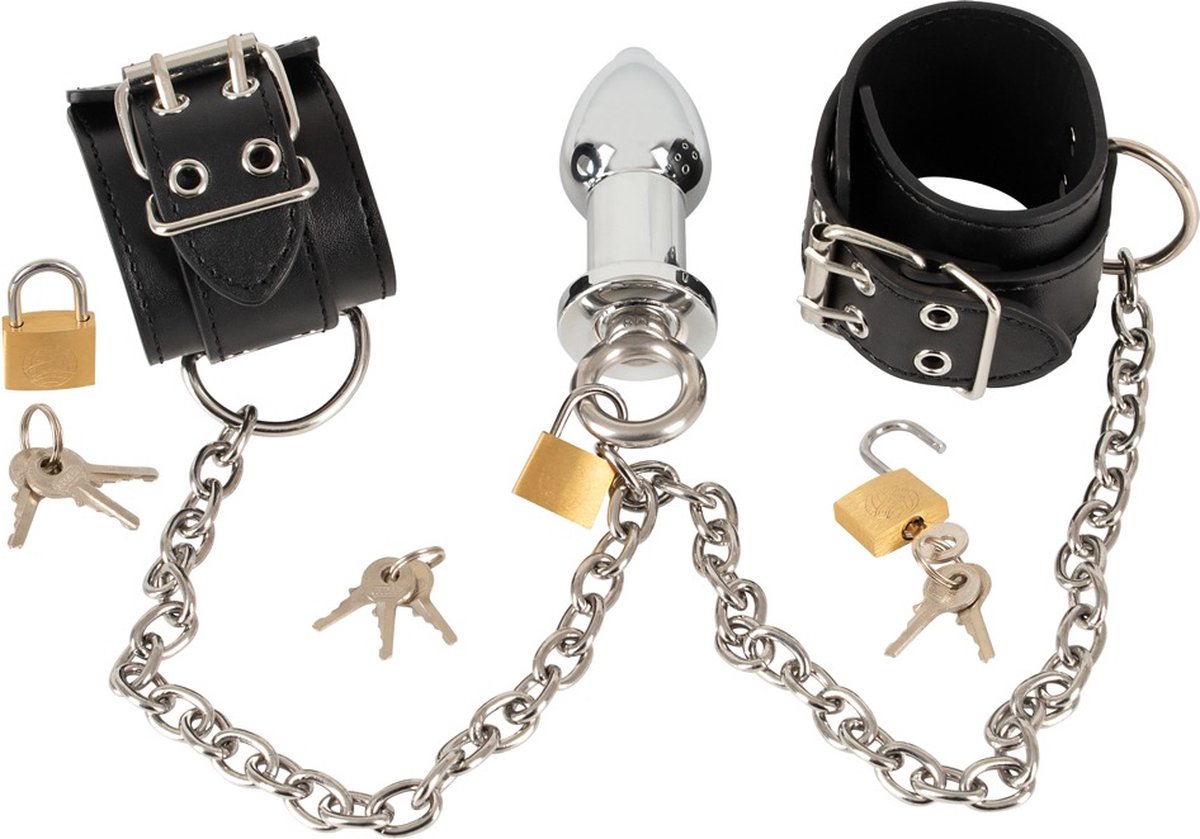 Goedkoopste Bondage Set met Anaalplug en Verstelbare Handboeien - BDSM Kit - SM Kit - Bondage Kit - Bondage Toys - BDSM Speeltjes - Sex Toy - Seksspeeltje