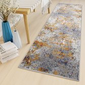 Tapiso Lazur Tapijt Loper Grijs Woonkamer Modern Hal Vloerkleed Maat- 80x500