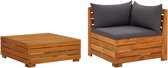 vidaXL - 2-delige - Loungeset - met - kussens - massief - acaciahout