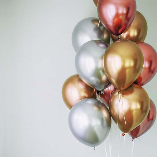 10 Ballons de Baudruche Chrome Doré