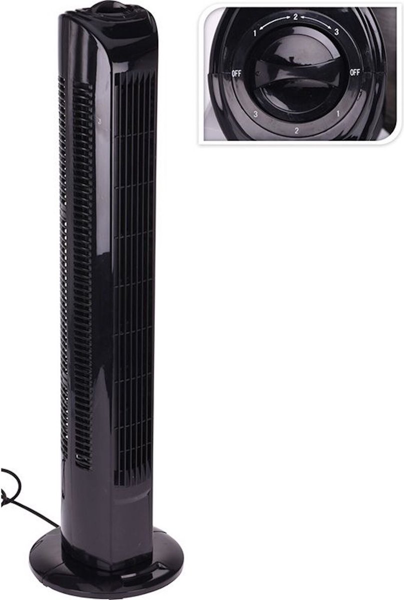 Oneiro’s Luxe Toren ventilator 45 W - 80cm - zwart - zomer – tuin –– zomer – tuinaccessoires – koelen – ventilatoren – verkoeling – elektronica – luchtbehandeling – klimaatbeheersing – vloerventilator – tafelventilator
