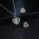 Heart necklace and earrings 21815 - kettingontwerp zilver 925 ketting met oorbellen - Zirkonia steen met Zilver
