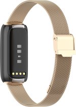 Geschikt voor fitbit luxe bandje - Milanese bandje met klemsluiting - Vintage goud - By Qubix Black friday 2022  Smartwatch bandje horlogeband