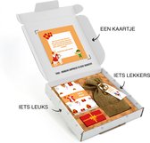 THNX 3-in-1 combinatie cadeau THNX - Sinterklaas cadeau - Familiespel  - Ganzenbord - Jute zak - Pepernoten - Snoepgoed - Brievenbus cadeau