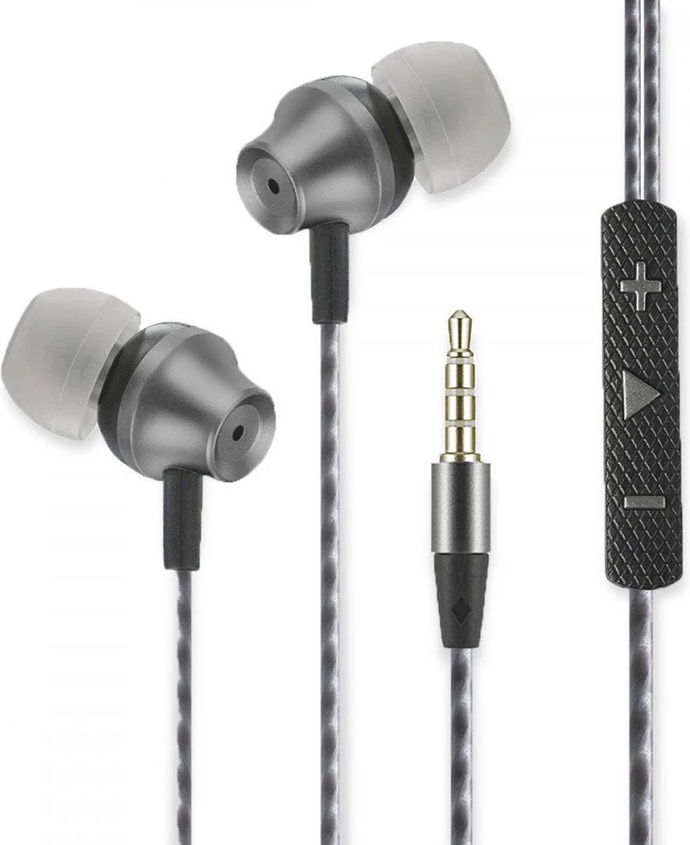 Fontastic 253751 In-Ear Headset - Oordopjes met microfoon - Camera-ontgrendeling - Zwart/Grijs