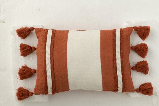 J-Line kussen Streep + Kwast - textiel - terracotta