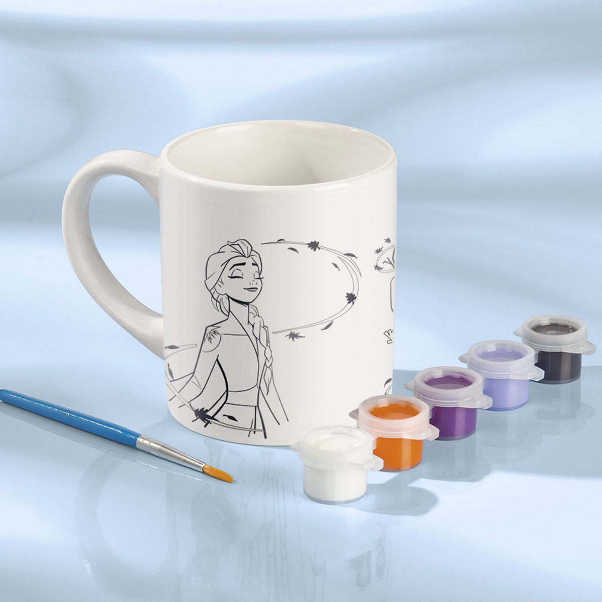Disney Frozen mok beschilderen inkleur beker Totum speelgoed meisjes - wit keramiek incl. verfstrip en penseeltje - cadeautip knutselen — afbeelding 9