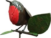 Floz Design tuinsteker vogel - metalen roodborst - vogelbeeld op steel - fairtrade en duurzaam