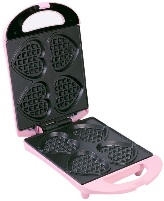 Bestron Wafelijzer - DSW271P - 1400W - 4 mini hartvormige wafels - Incl.20 houten stokjes - Roze van Bestron — afbeelding 3