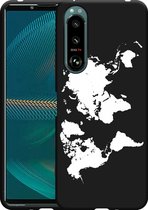 Sony Xperia 5 III Hoesje Zwart World Map Designed by Cazy