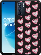 Oppo Reno6 5G Hoesje Zwart Hartjes Met Stippen - Designed by Cazy