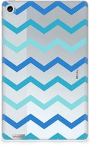 Leuk Siliconen Hoes Lenovo Tab M10 Plus (3e generatie) Cover Zigzag Blauw met doorzichte zijkanten