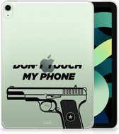 Cover iPad Air (2020/2022) 10.9 inch Tablet Hoesje met foto Pistol Don't Touch My Phone met transparant zijkanten