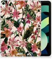 Silicone Back Case iPad Air (2020/2022) 10.9 inch Hoesje Super als Cadeau voor Moeder Bloemen met doorzichte zijkanten