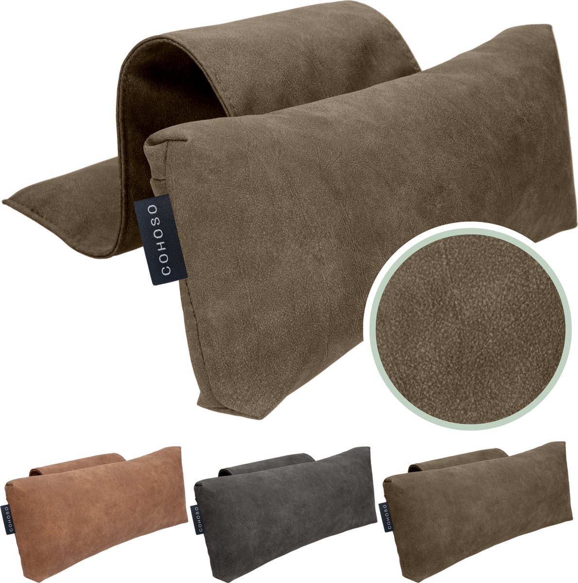 Goedkoopste Blezliving® Handgemaakt Ergonomisch Rugkussen onderrug - Rugsteun - Lendensteun - Lendekussen - Sta op stoel - Kussen relaxstoel - Bureaustoel - Lendesteun - lendenkussen - auto - Fauteuil - zitstoel – Orthopedisch - Rugklachten - Thuiswerken - Bruin
