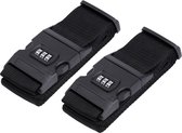 Pakket van 2x stuks kofferriemen/bagageriemen met cijferslot 200 cm - kofferspandband zwart