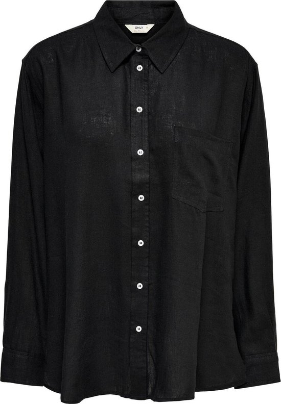 Only Blouse Onltokyo L/s Linen Blend Shirt Pnt 15259585 Black Dames Maat - S
