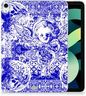 Siliconen Back Case iPad Air (2020/2022) 10.9 inch Leuk Hoesje Angel Skull Blue met transparant zijkanten