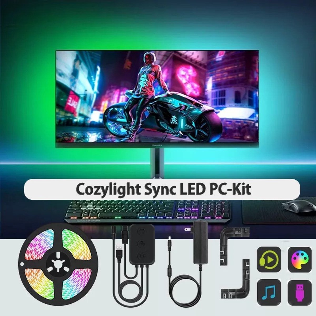 Cozylight Vue Pc-Kit - Met het beeld mee kleurende Smart LED's - 4k 60Hz+ - 40-49 Inch