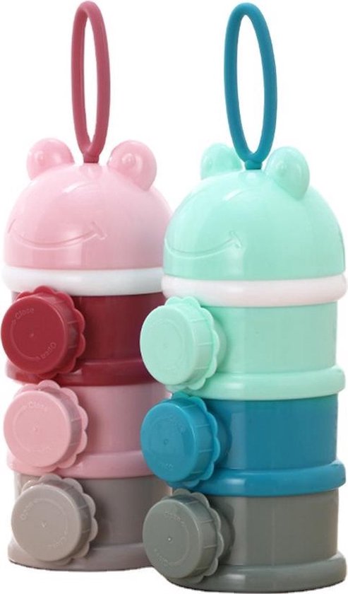 Melkpoeder Toren  [2 STUKS]  - Babyvoeding Bewaarbakjes - Melkpoeder Doseerdoosjes - Kraam cadeau - BPA vrij / ROZE